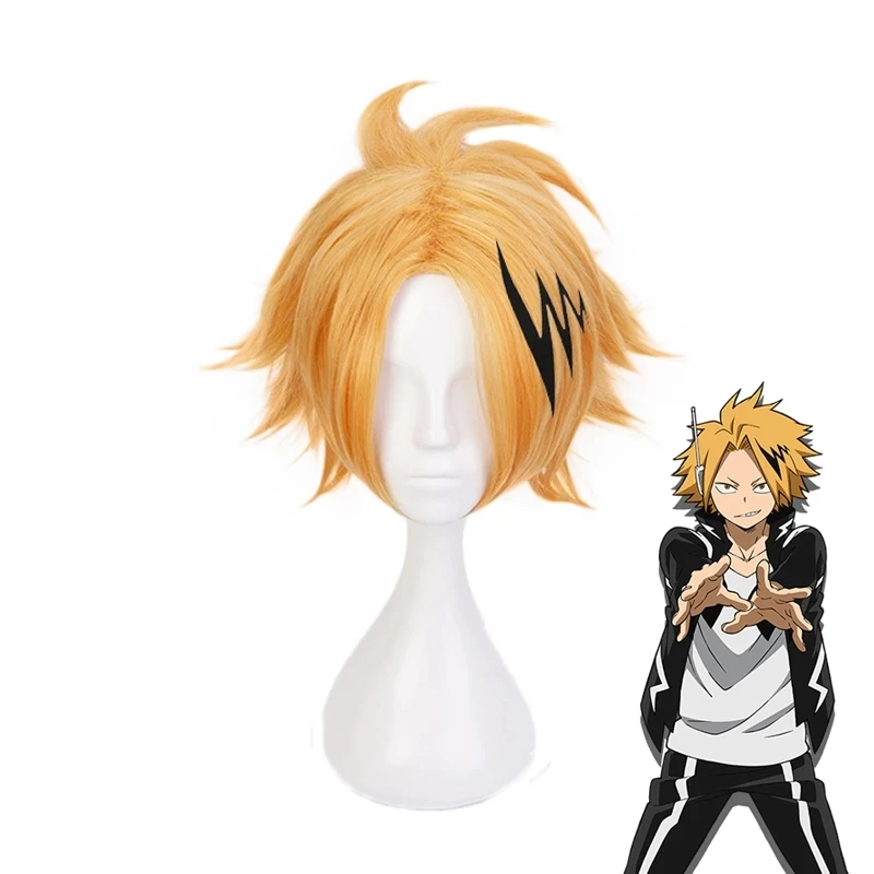 

Kaminari Denki Cosplay Wig My Hero Academia Boku no Hero Academia Heat Resistant Hair Synthetic Wigs + Wig Cap + Black Hairpin