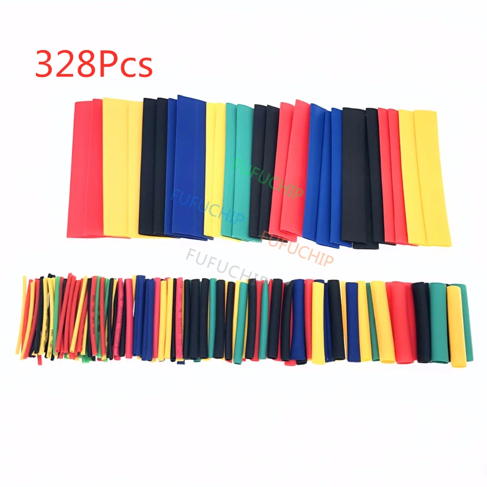 

127/140/328/530Pcs Assorted Polyolefin Heat Shrink Tubing Tube Cable Sleeves Wrap Wire Set 8 Size Multicolor/Black