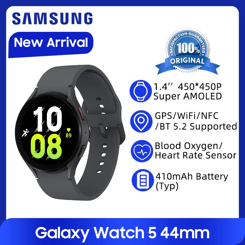 Смарт-часы Samsung Galaxy Watch 5 44 мм экран 1 4 дюйма Super AMOLED датчик пульса и кислорода в