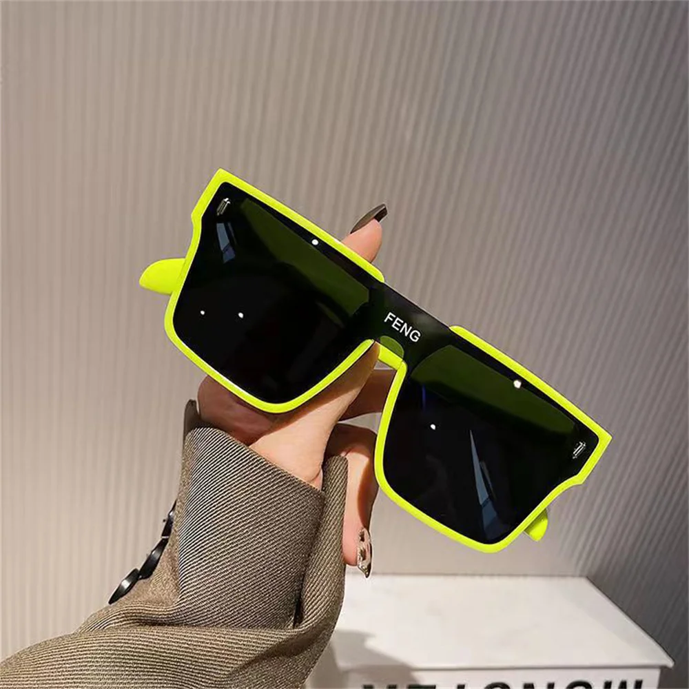 

1Pc Oversized Square Y2K Sunglasses Women Brand Designer Retro One Piece Eyewear Shades UV400 Men Punk Sun Glasses Goggles
