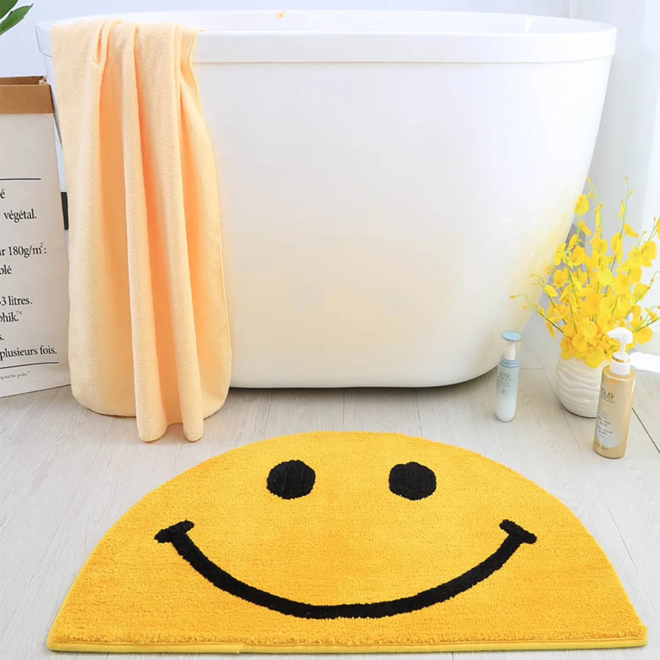 

Коврик для ванной с улыбающимся лицом, полукруглый коврик для ванной, Противоскользящий коврик для душа, искусственные коврики для душа, во...
