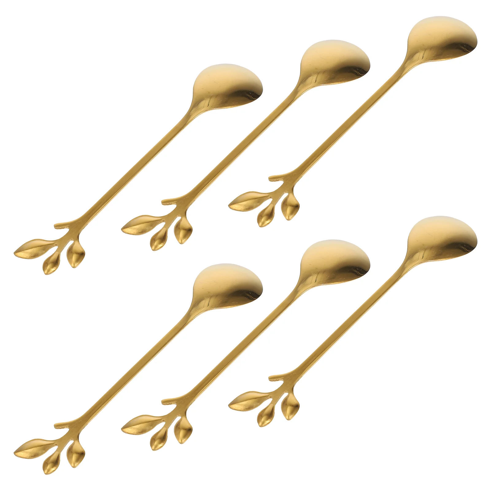 

6pcs Stainless Steel Leaf Shape Spoons Ice Cream Scoops for Coffee Dessert