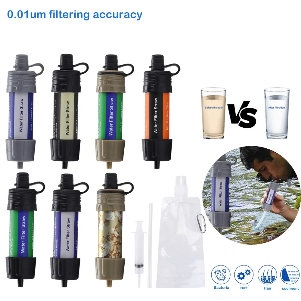 

Utdoor Survival Water Filter Straws Camping Equipment Water Purifier Water Filtration System Emergency Hiking Accessories