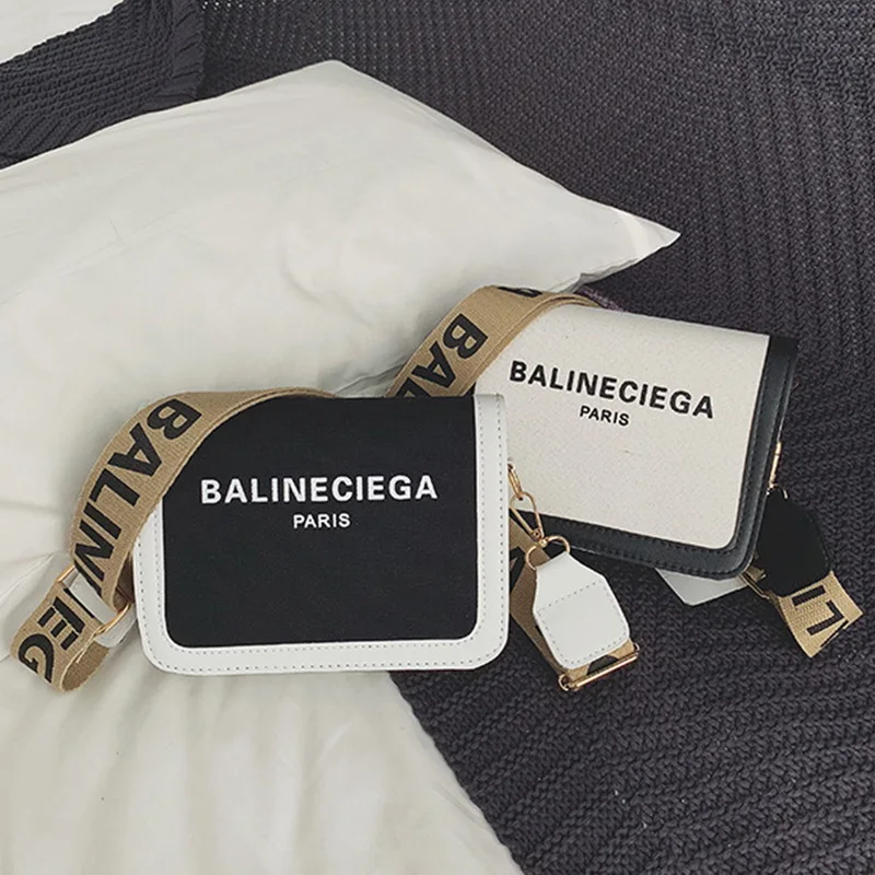 

Fashion Small Square Bags Letters Wide Strap Shoulder Messenger Bags Women Purse And Handbags Female Bag Designer Luxury Brand