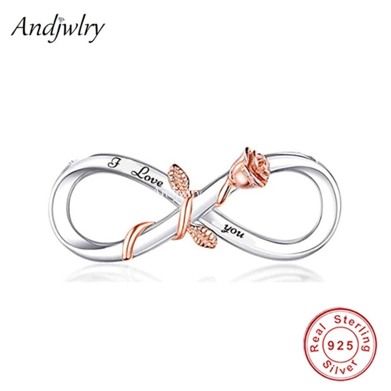 

Fit Bracelet Charms Silver 925 Original Rose Flower Infinity Symbol I Love You Forever Bead Bracelet&Bangle Jewelry Berloque