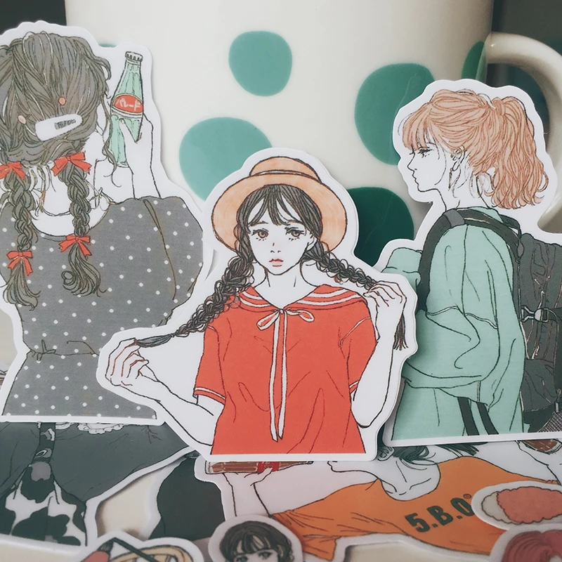 

Стикеры декоративные для альбома с красивой девушкой, 15 цветов