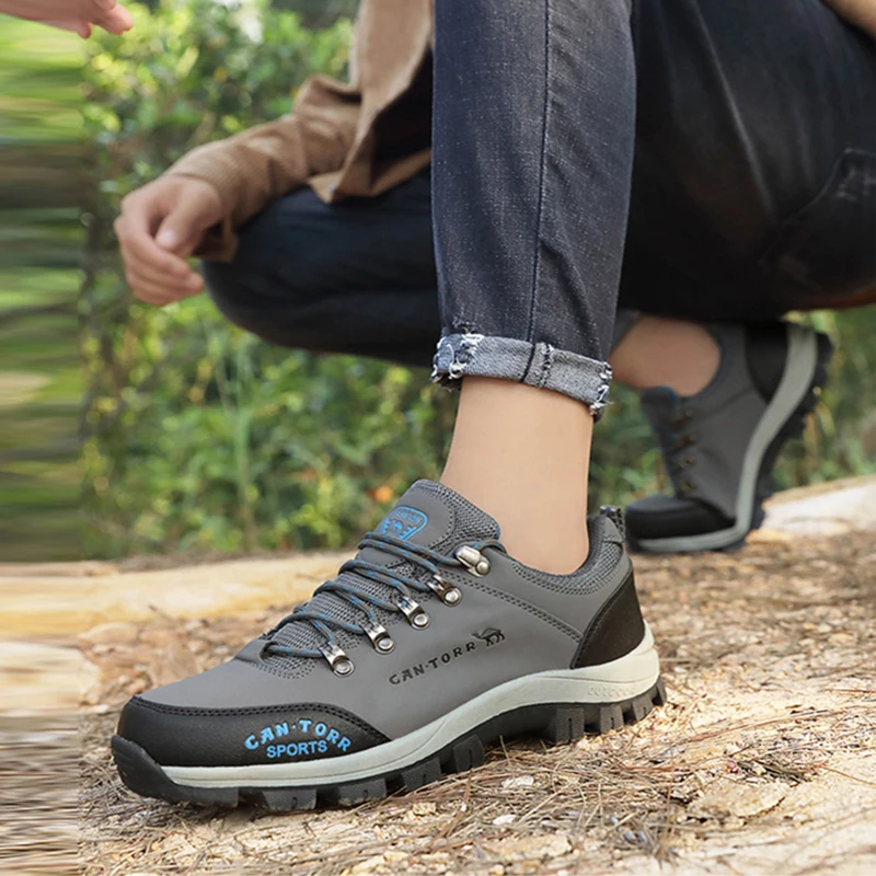 R. Xjian New Men's Lace Up  Hiking Shoes Are Warm Breathable Anti-Skid  Wear-Resistant Casual Outdoor Sneakers