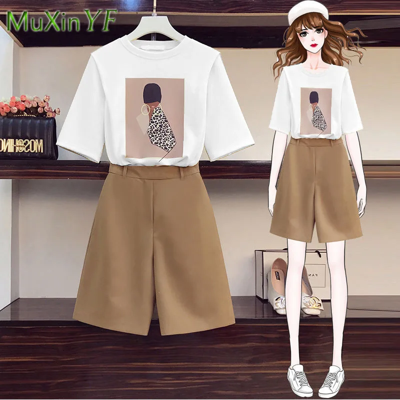 

Women's Summer Casual Suits 2022 New Fashion Short Sleeves T-Shirts Blouse Shorts Two Piece Korean Elegant Loose Tops Pants Set