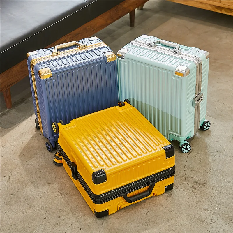 18-Inch Luxury Aluminum Frame Boarding Luggage Luggage Fashion Good-Looking Password Lock Universal Wheel Suitcase