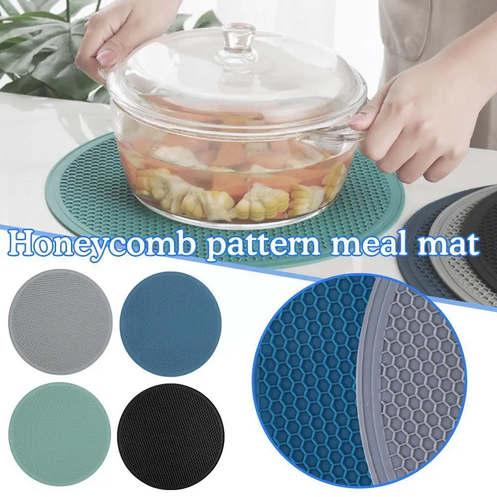 

1PCS Round Silicone Honeycomb Table Mat Heat-Resistant Home Placemat Drink Accessory Non-slip Pot Bowl Kitchen Cup Coffee M N7G1