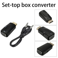 1pc male to female hdmi compatible vga adapter hd 1080p audio cable converter 3 5 mm audio jack for pc laptop tv box projector