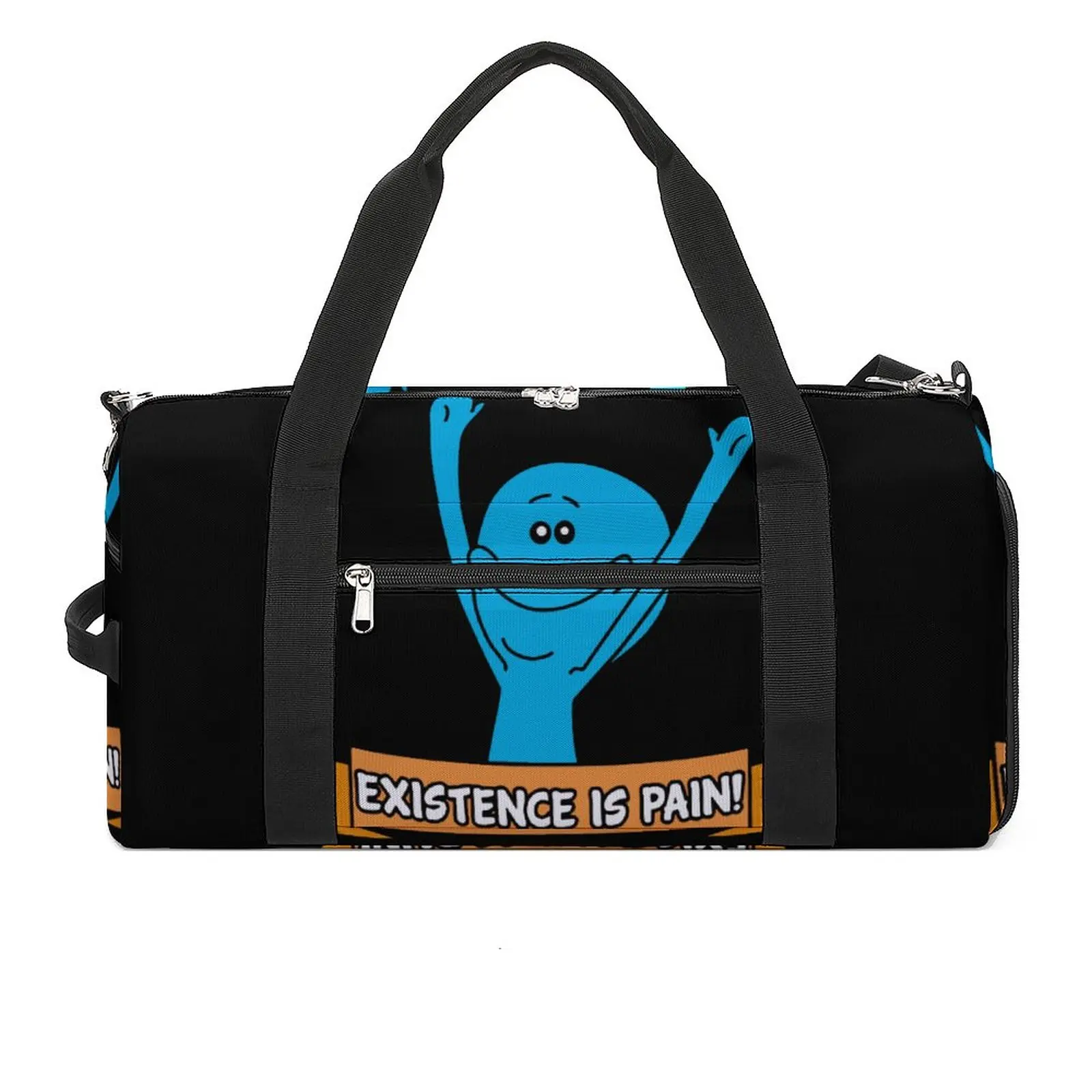 

Meeseeks Gym Bag Mr Meeseeks Existence Is Pain Luggage Sports Bags Couple Design Large Cute Fitness Bag Waterproof Handbags