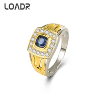 loadr vintage blue crystal two tone mens ring business diamond white gemstone rings jewelry wedding party finger ring size 6 12
