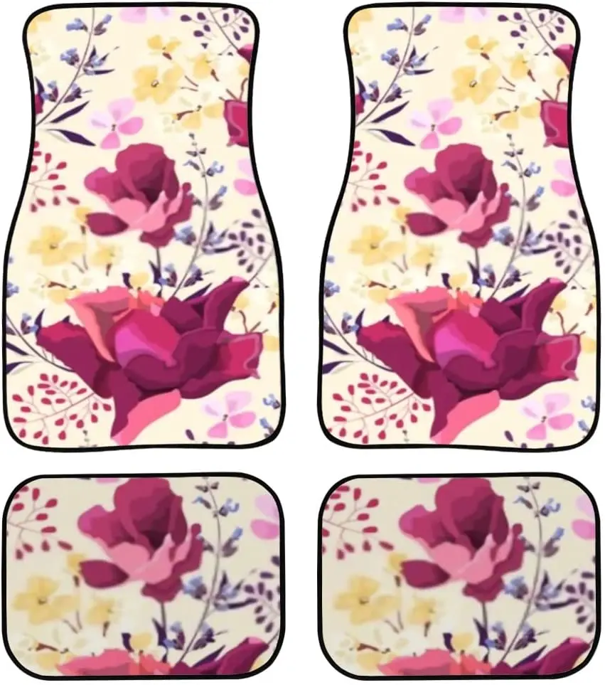 

Car Floor Mats Feminine Floral Pink Print Design Carpet Car SUV Truck Floor Mats 4 Pcs, Truck Floor Mats
