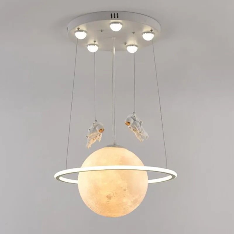 

Planet Chandelier Children's Room Light Creative Boy Girl Bedroom Light 3D Printed Moon Spacemen Ceiling Chandelier Home Decor