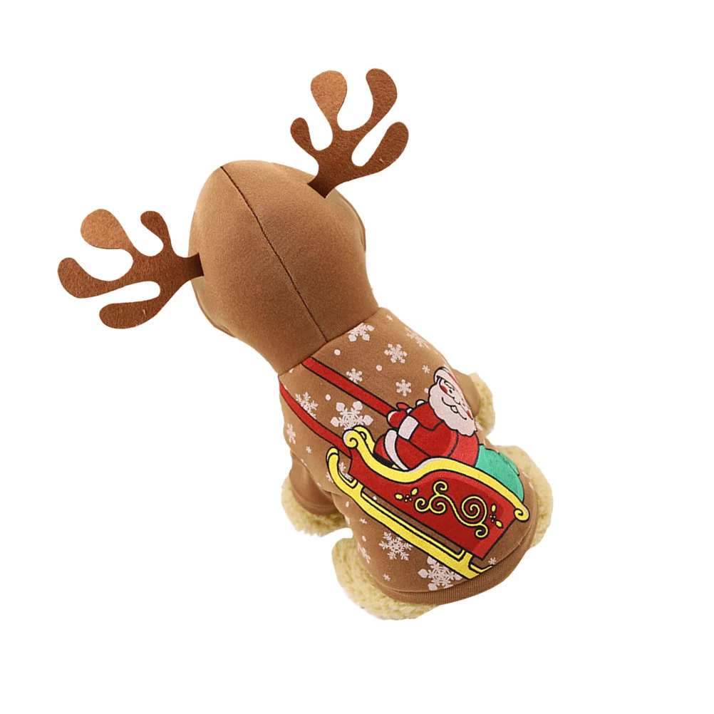 

Christmas Reindeer Costume Funny Elk Outfit Puppy Hoodie Coat Clothes Warm Apparel Party Suits for Small Dogs Cats