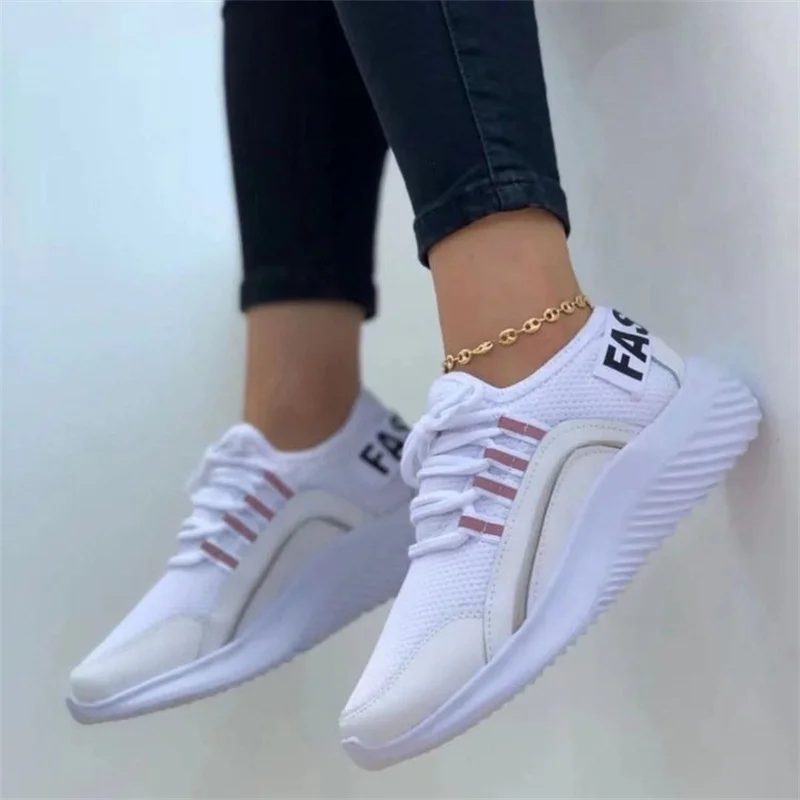 

Женская спортивная обувь, европейские и американские спортивные туфли, дышащая вязаная сетчатая мягкая Нескользящая износостойкая модная ...