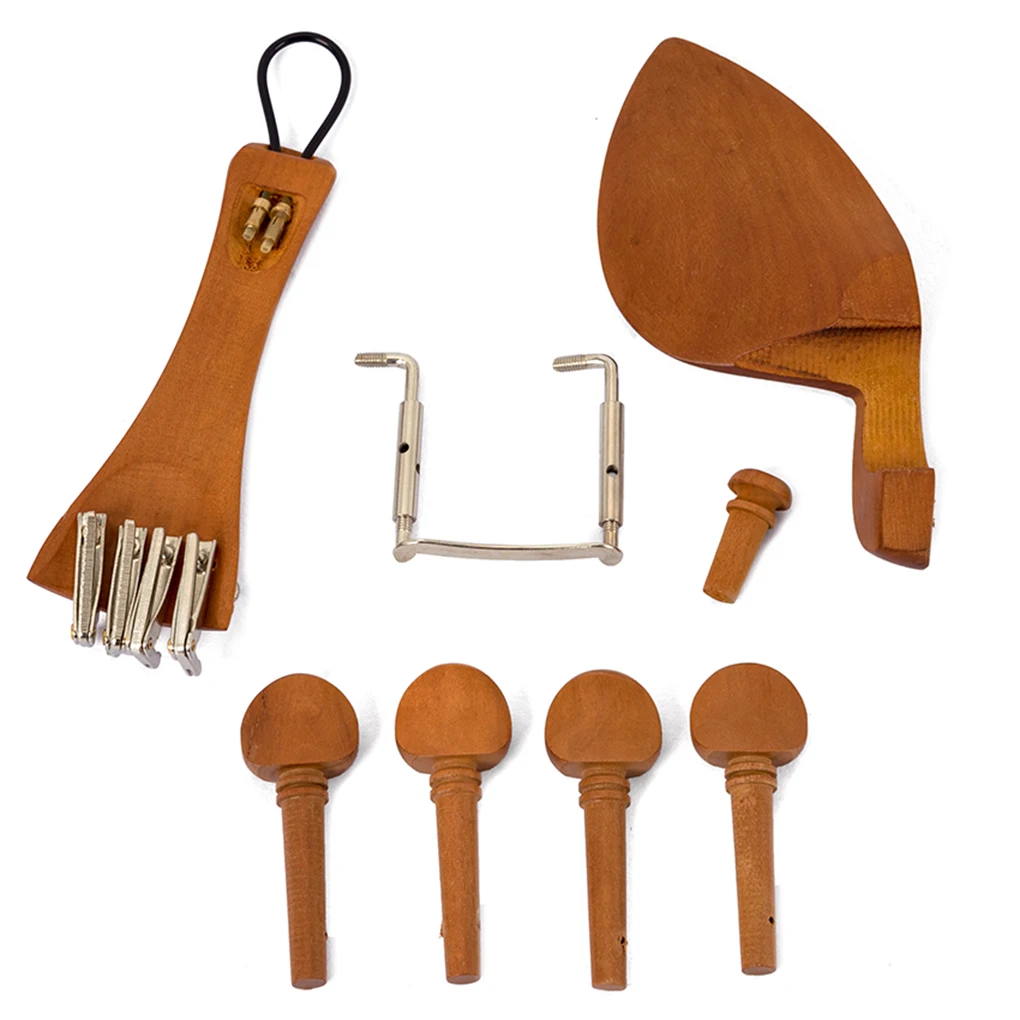 

4/4 Violin Chinrest Sets Professional Tuning Pegs Wood Alloy Pull String Board Tailpiece Musical Instruments Repairing Supplies