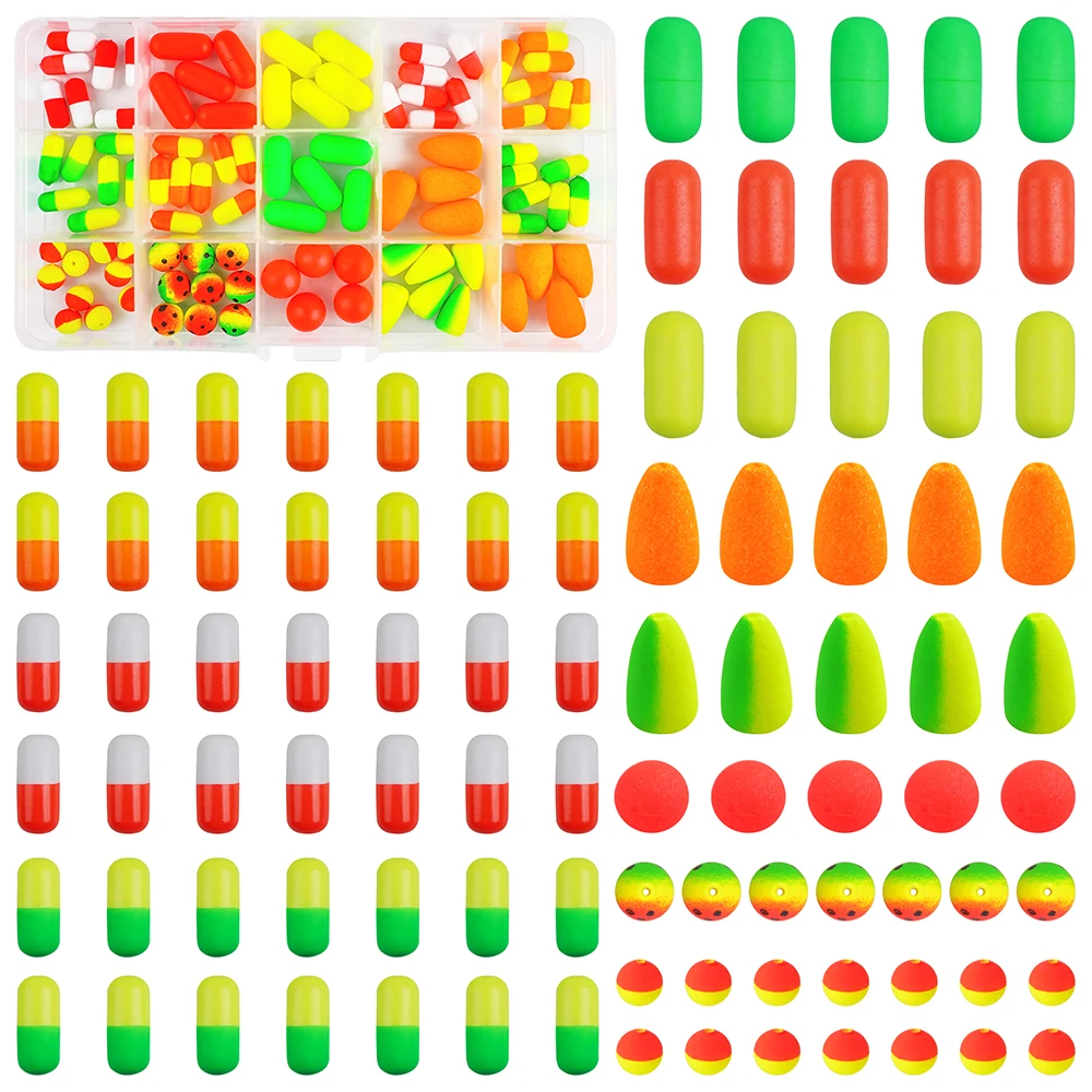 

100Pcs/Box Pompano Rig Float Kit Bullet Cylinder Buoyancy Float Bobber for Surf Fishing Live Bait Walleye Rig Making Accessories