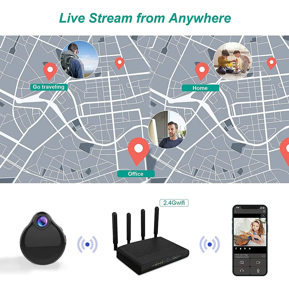 WiFi Web Cam Mini Camera IP Webcam HD 1080P Wireless Small Camcorder Micro Infrared Night Vision Audio Video DVR Recorder SP | Электроника