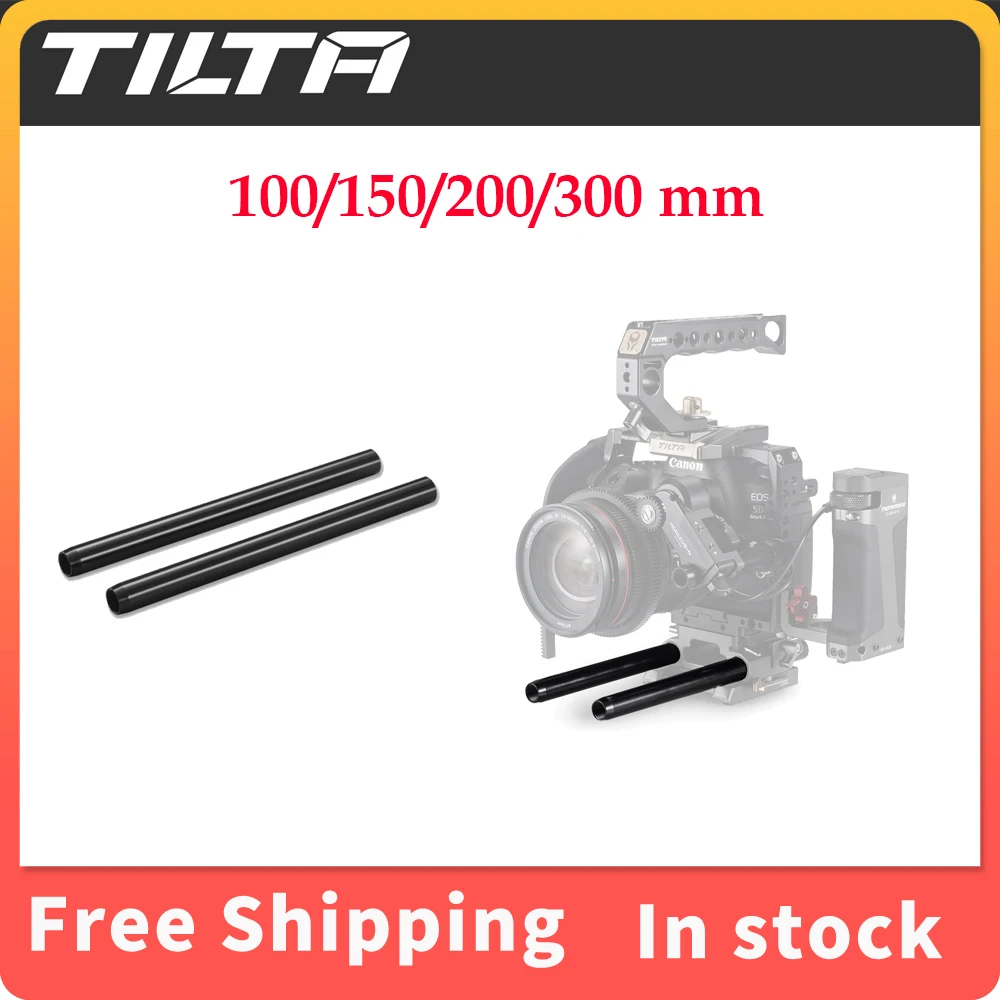 

TILTA 2 Pcs x R15-100-B 15 mm Aluminum Alloy Rods 100/150/200/300 mm For Dslr Camera Rail Rod System A Pair Black Silver