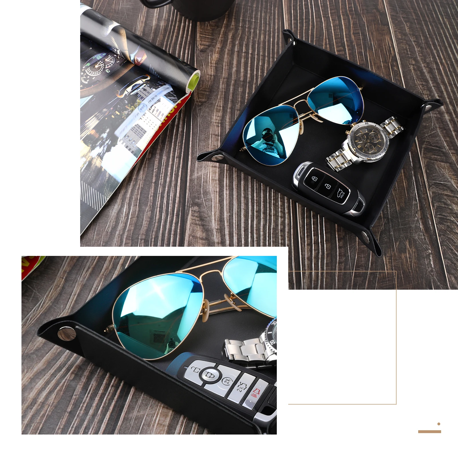 Luxspire Valet лоток из искусственной кожи для мужчин и женщин ювелирные изделия ключей