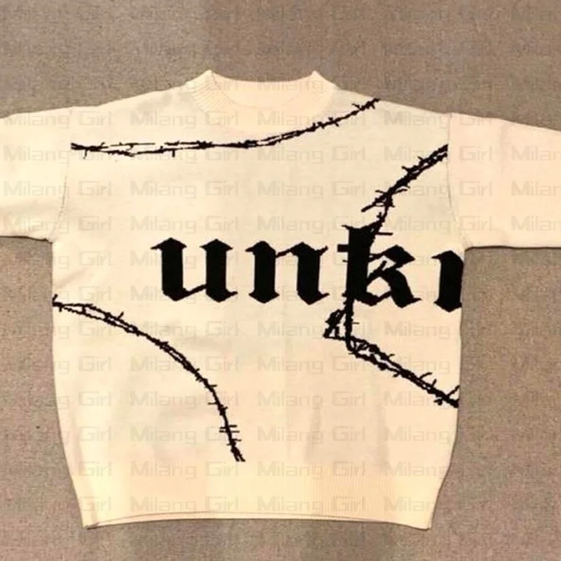 

Y2K Letter Graphic Knitwear Harajuku Unisex Sweater Vintage Grunge Winter Jumper Men's Streetwear Oversized Hiphop Clothing