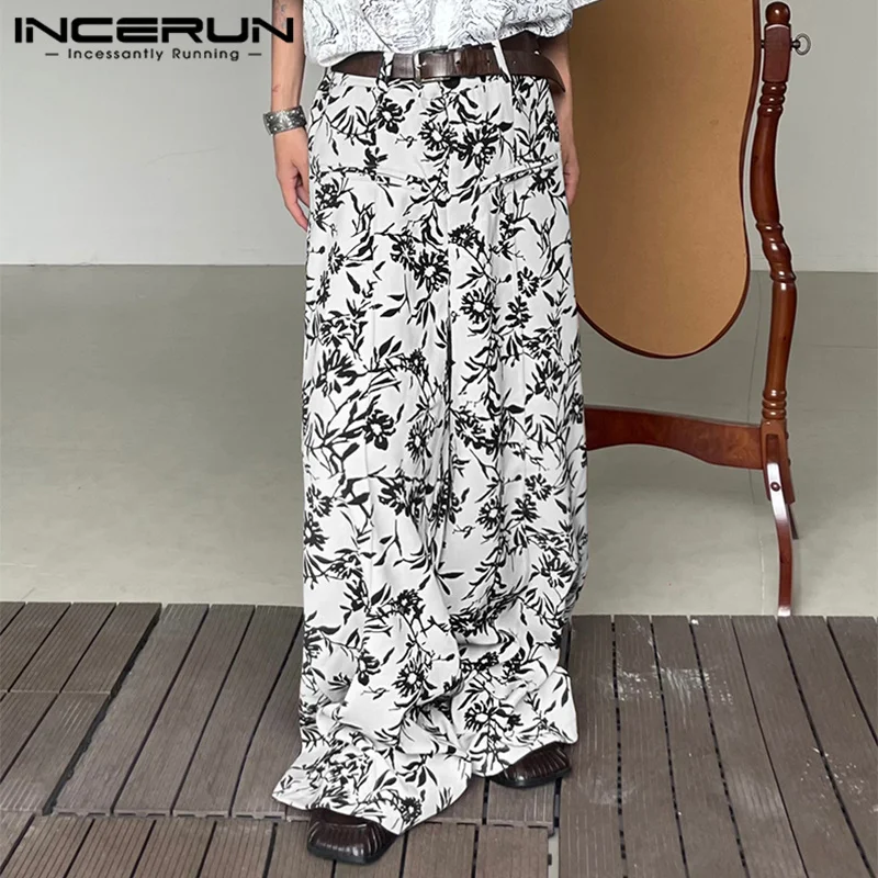 

2023 Men Wide Leg Pants Printing Joggers Loose Casual Trousers Men Korean Style Streetwear Fashion Male Long Pants S-5XL INCERUN