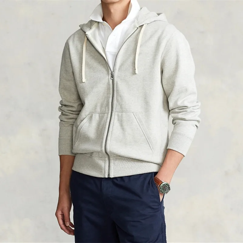Autumn Winter Men RL Horse Polo Fleece Hoodie Sportswear Fashion Sweatercoat Casual Jacket Top
