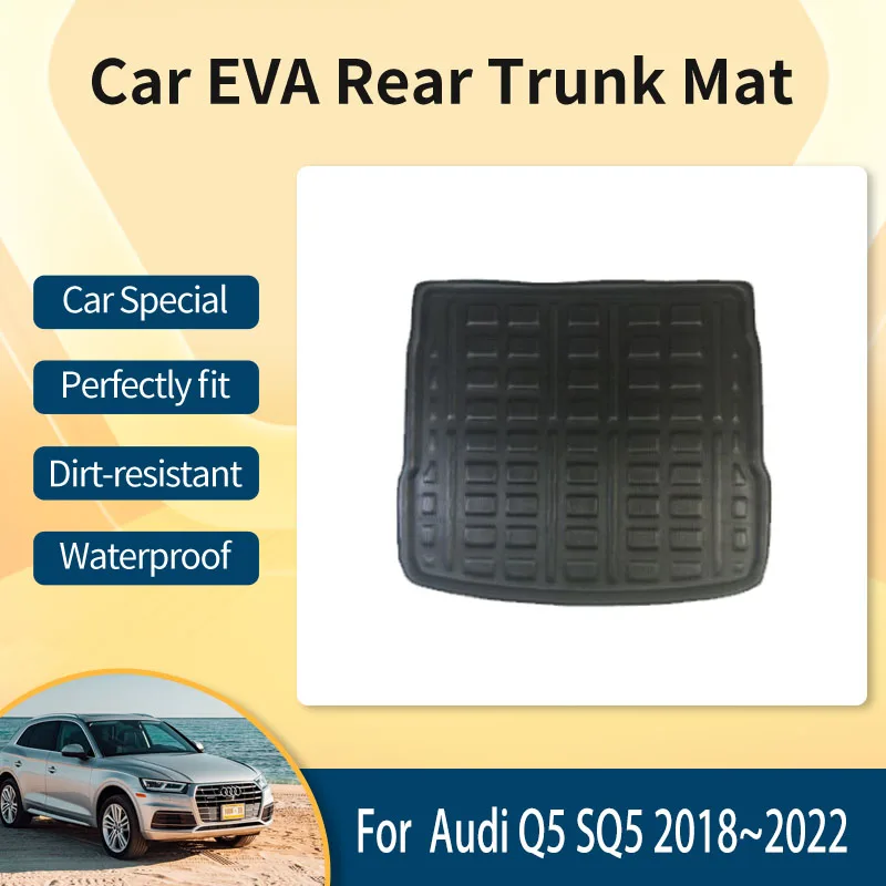 

EVA Car Rear Trunk Mat For Audi Q5 SQ5 FY MK2 2018~2022 Anti-dirty Boot Liner Carpet Mud Cover Trunk Storage Pad Car Accessories