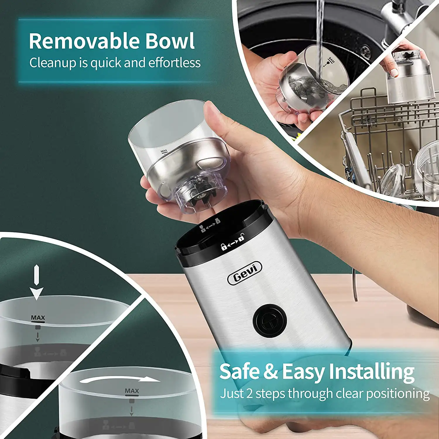 

Silver Coffee Grinder, 12 Cup Stainless Steel Coffee Bean Grinder