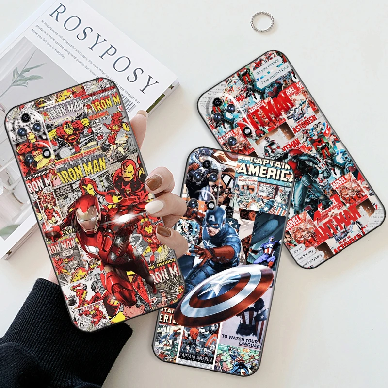 

Marvel Avengers Phone Case For Huawei P50 P40 P30 P20 P10 Pro Lite P Smart Z 2021 Silicone Cover Bumper Coque Black Soft TPU