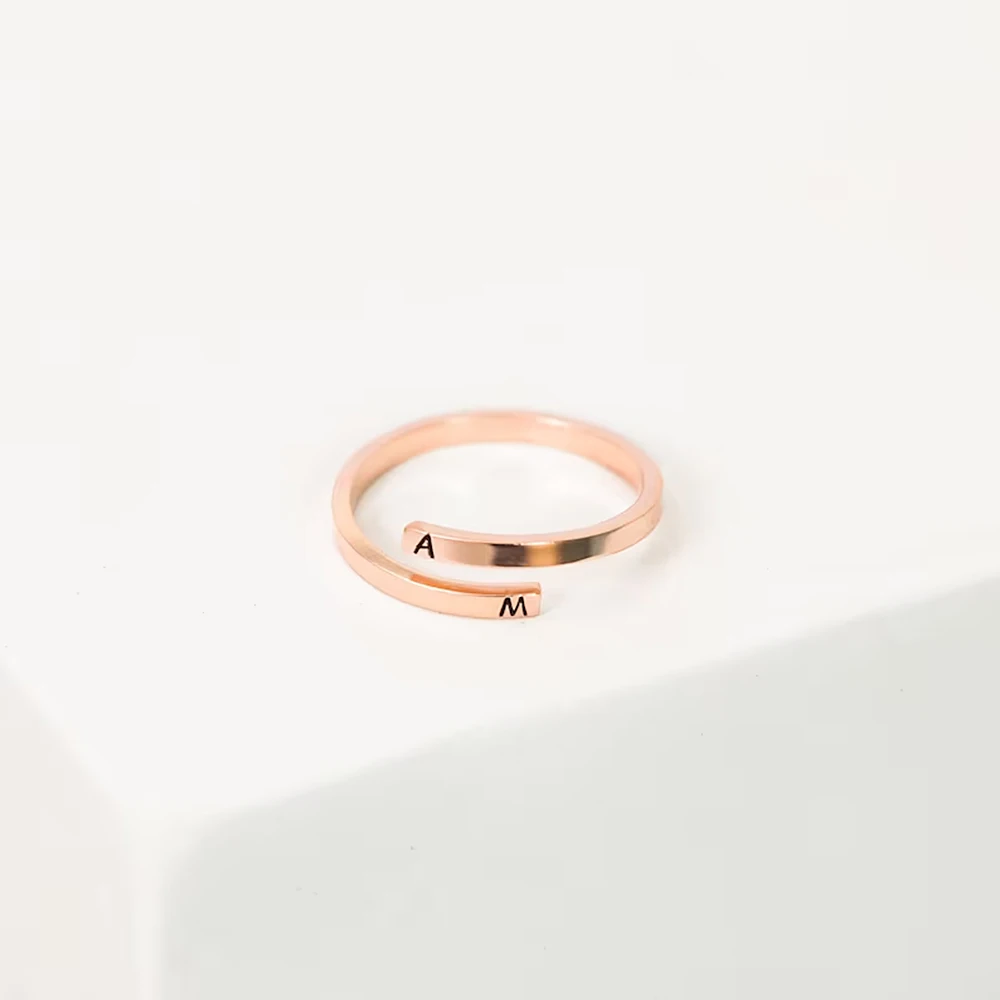 Double Layer Women's Personality Custom Ring Alphabet Name Symbol Custom Stainless Steel Jewelry Women's Fashion Ring