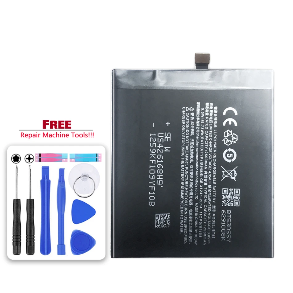 

Smart Phone Battery 2560mAh BT53 For Meizu Meizy Pro6 Pro 6 Lithium Polymer Batteries