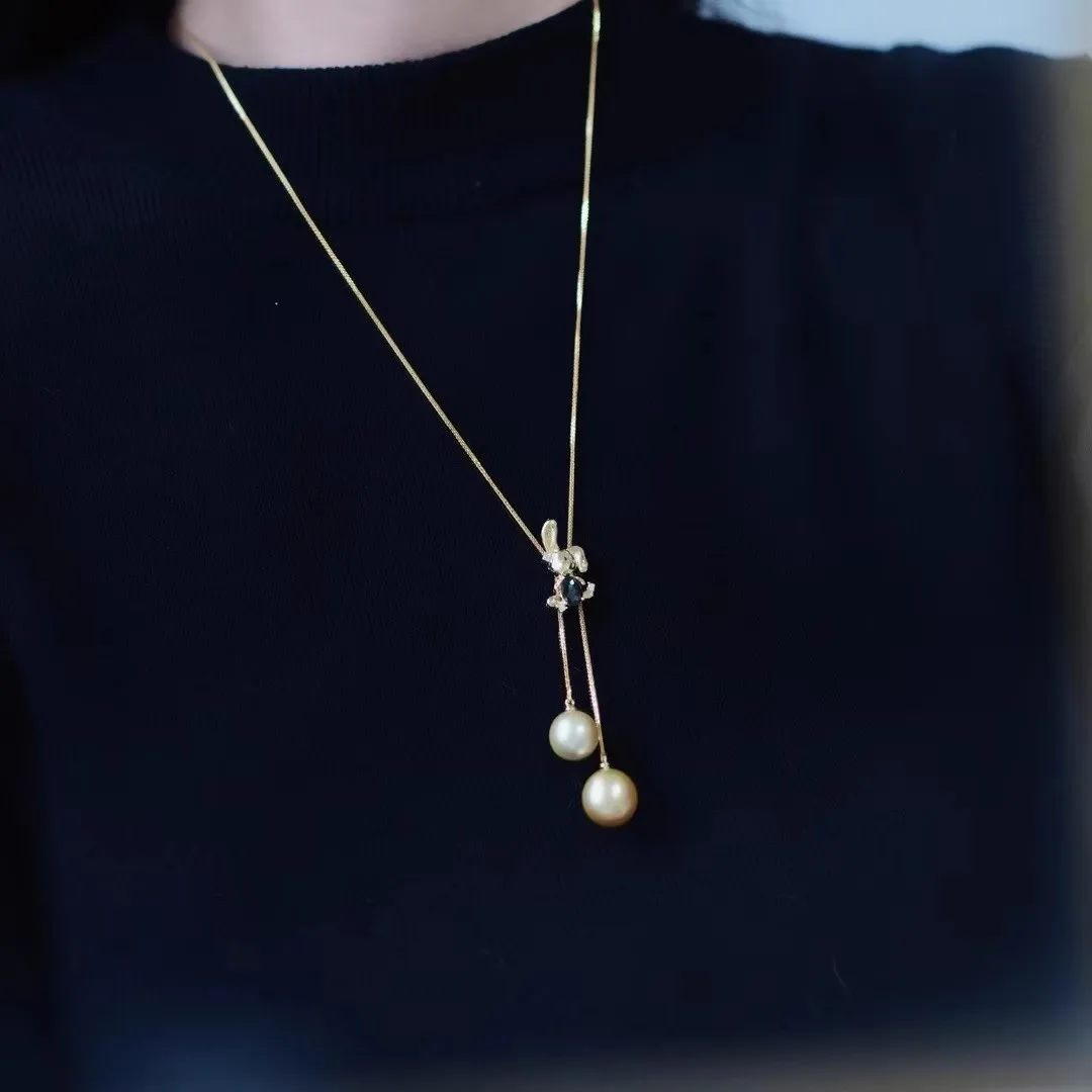 MeiBaPJ 10 мм натуральный золотой круглый жемчуг модный кулон ожерелье из