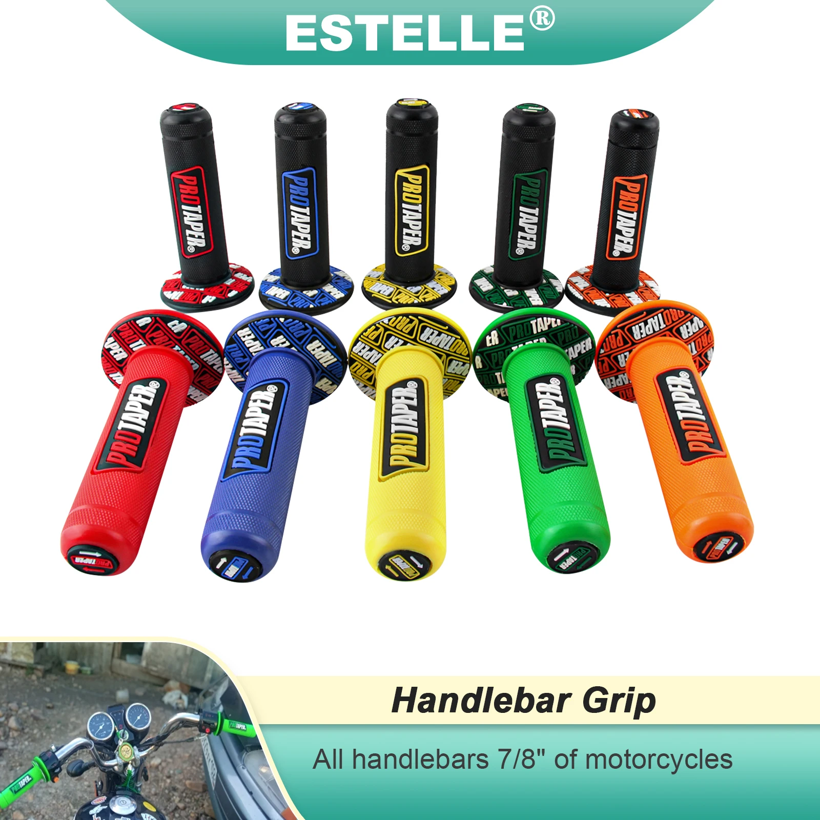 

Motorcycle Protaper Grips Motocross Grip Handle Bar Dirt Pit Bike Handlebar Gel One Pair 22MM Throttle Rubber 7/8"