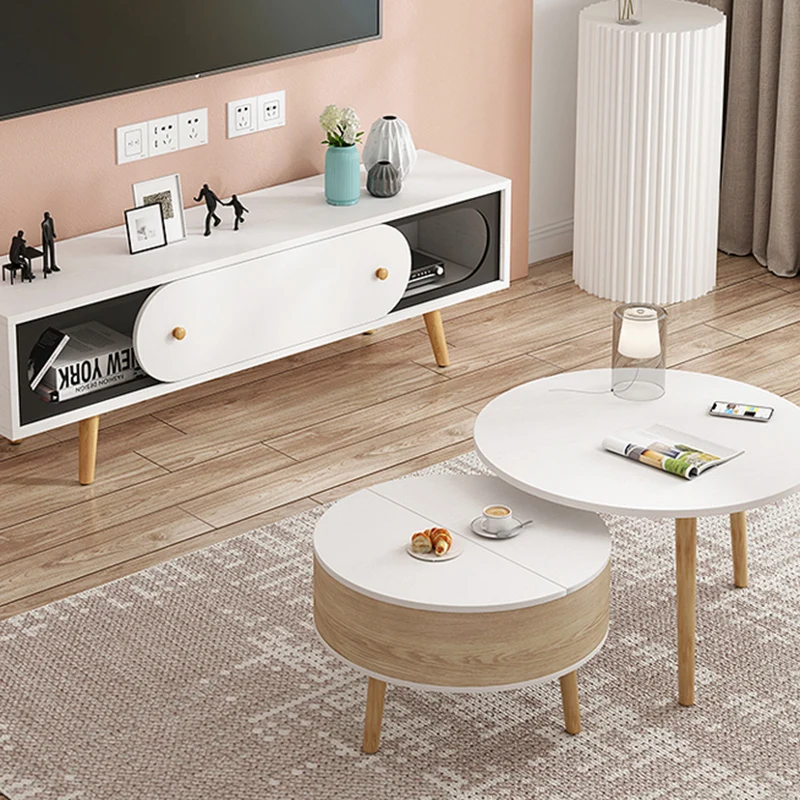 

Round Coffee Tables Modern Design Balcony Nordic Center Italian Sofa Side Table Decor Books Tavolino Da Salotto Home Furniture