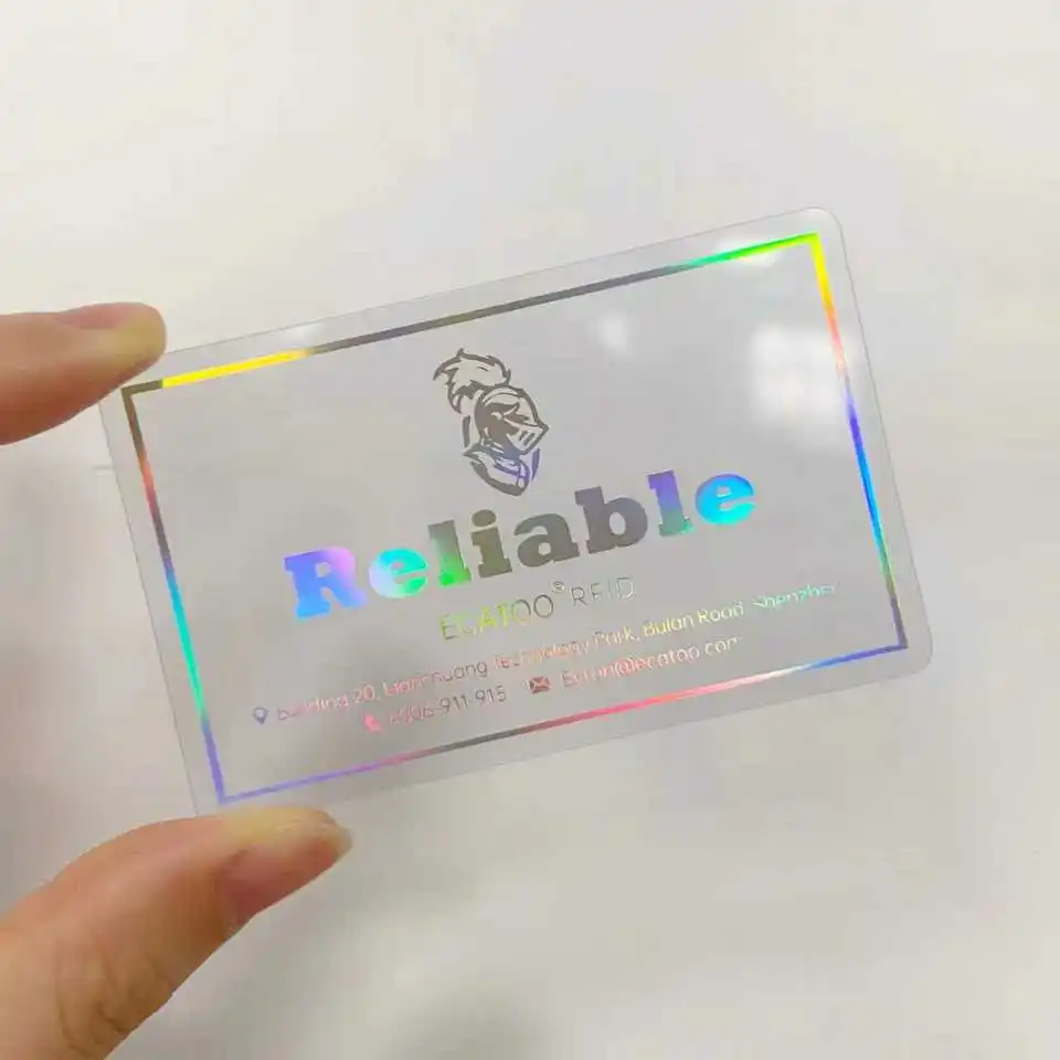 200PCS Gold Foil Transparent Plastic Clear PVC Business Card 0.38mm Thickness Custom Design