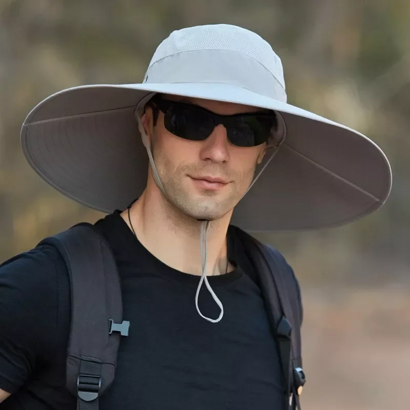 

2021 Stylish Wide Brim Men's Fisherman Hat Solid Waterproof Sun Caps Mountaineering Cap Fishing Cap Panama Hats Unisex