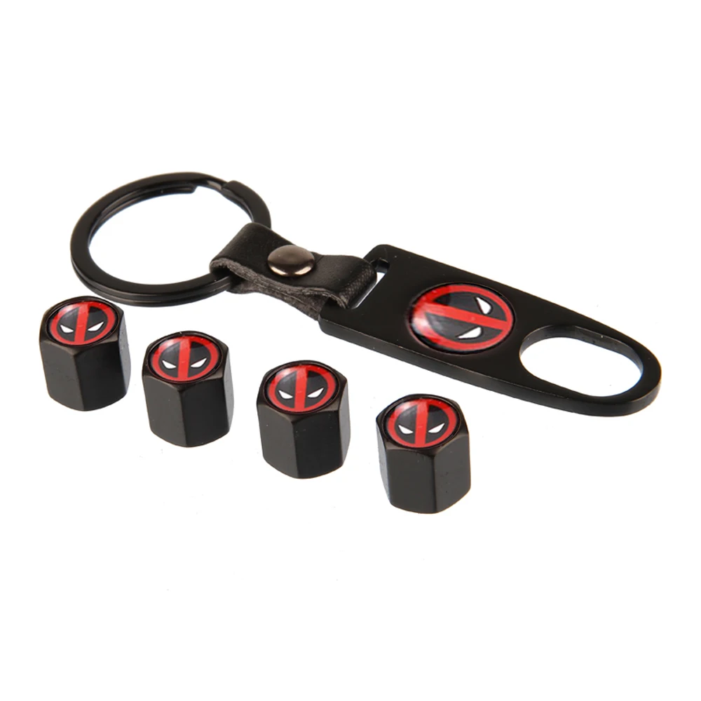 

4 шт. Marvel Deadpool универсальные автомобильные колеса, колпачки для штока клапана, воздушные крышки с гаечным ключом для SAAB SEAT Tesla Maserati Haval Toyota