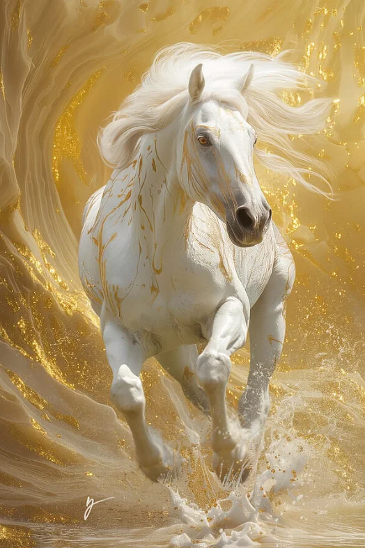 

Абстрактная картина "Синяя и золотая лошадь"