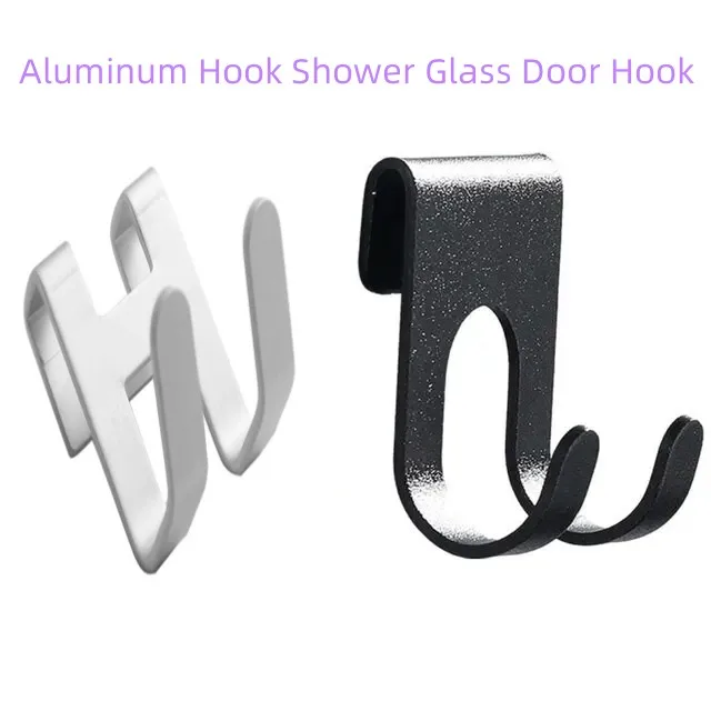 

1/2pcs Aluminum Hook Shower Glass Door Hook Free Hole Towel Rack Hanger Key Organizer Plug Shaver Holder Rack Hook
