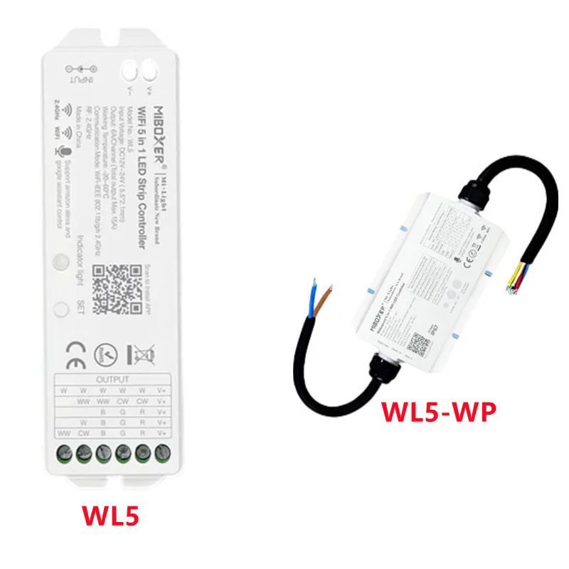 

Miboxer WL5 WL5-WP LED Strip Controller Dimmer Waterproof IP67 DC12V 24V For Single color/CCT/RGB/RGBW/RGB+CCT Strip Light Lamp