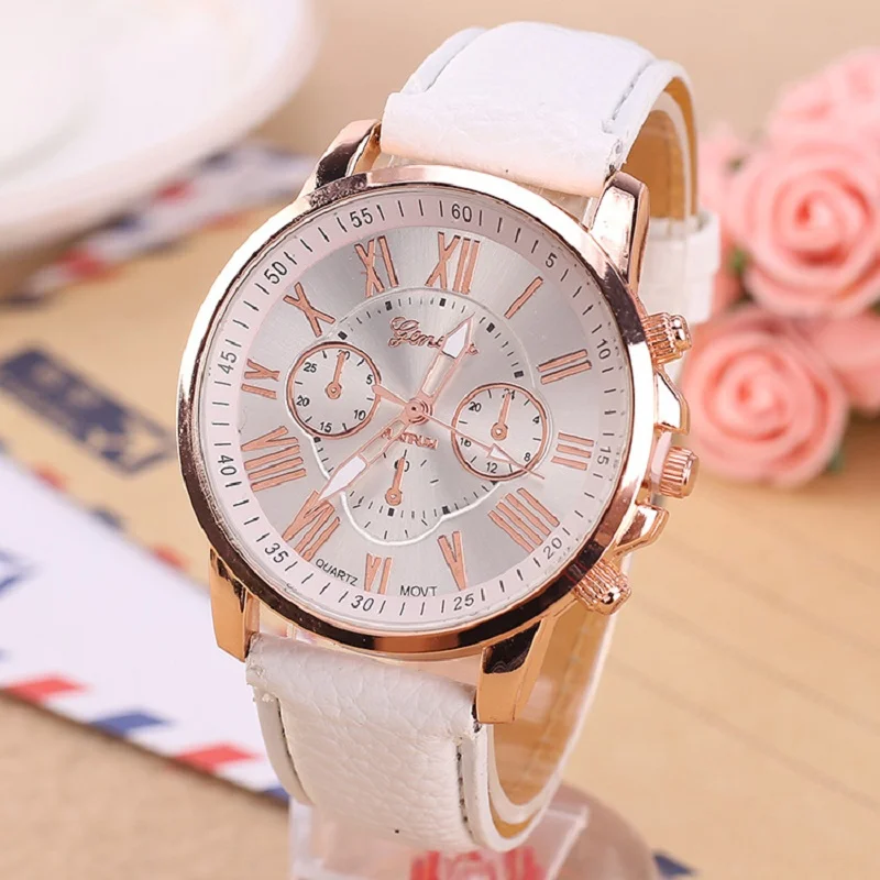 

New Casual Leather Bracelet Wrist Watch Women Fashion White Ladies Watch Alloy Analog Quartz Watches
