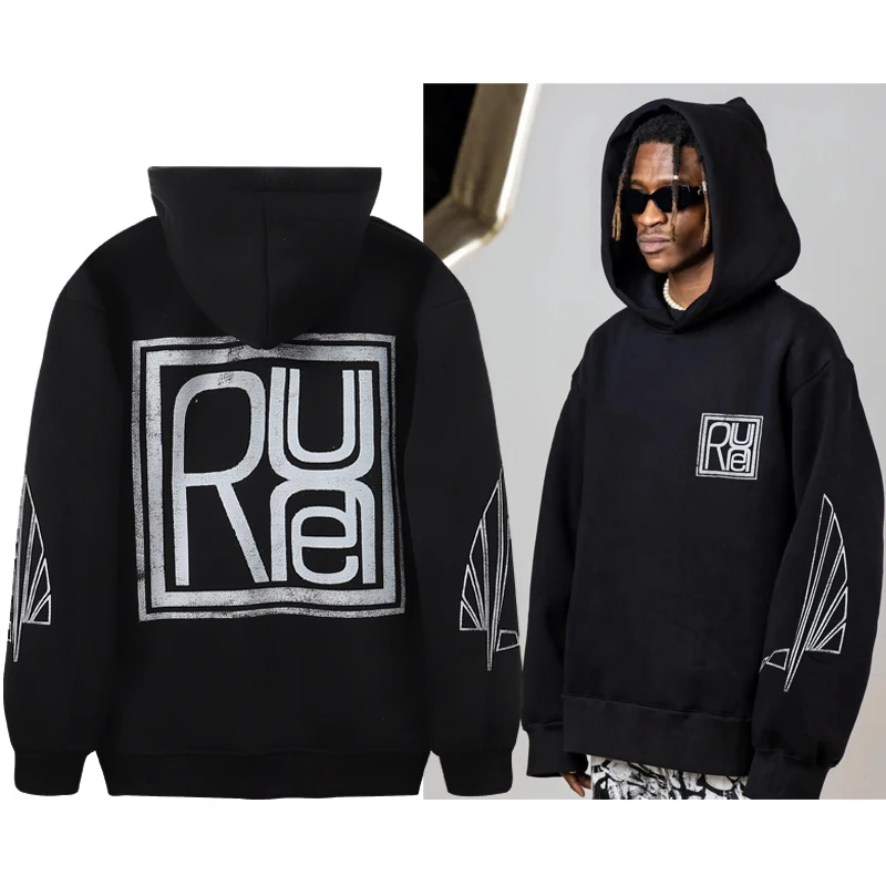 

Толстовка Y2k в стиле хип-хоп с капюшоном, винтажный свитшот с надписью и большим логотипом для мужчин и женщин, повседневный Свободный пуловер с капюшоном в стиле ревеня