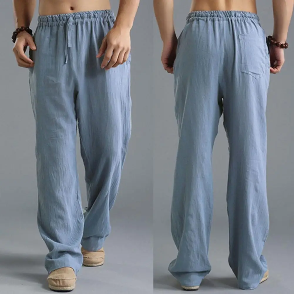 

Men Trousers Solid Color Sports Pants All Match Breathable Pants