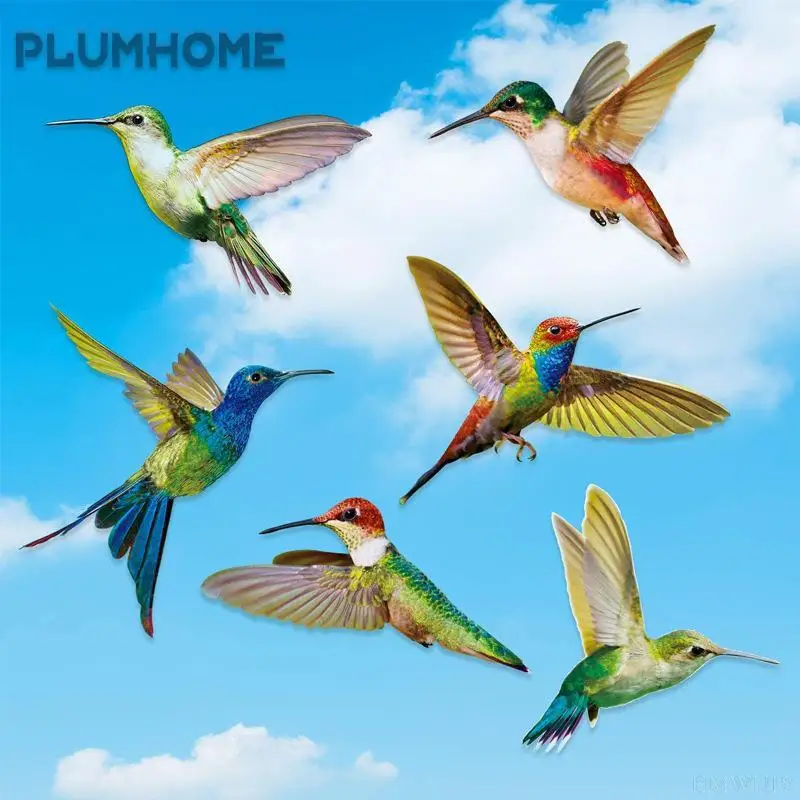 

6/8Pc Creative Glass Decals Hummingbird Painting Stickers Non Adhesive Anti-collision Window Clings Prevent Bird Strikes Sticker