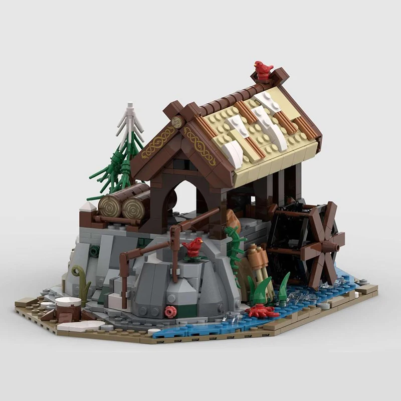 Строительный блок MOC зимняя викинская деревня средневековые времена уличный