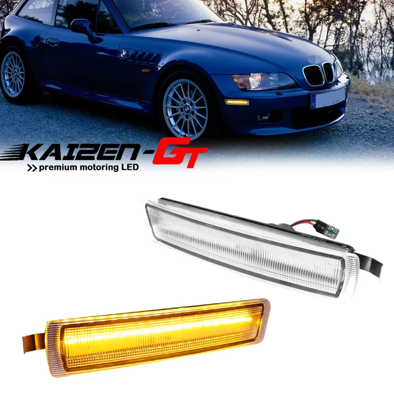 Amber/White LED Car Front Bumper Side Marker Indicator Lights For 1996-2002 BMW Z3 M Coupe Turn Signal / Driving / Parking Light