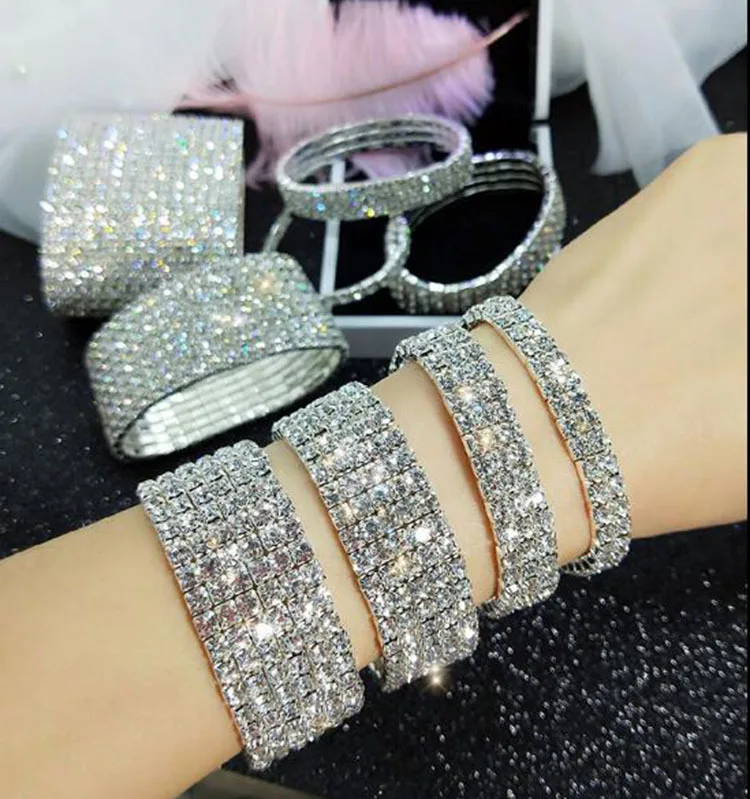 

Korean Luxury Crystal Bracelet For Women Wedding Gift Gold Silver Color Metal Roman Chain Bracelets Bangles Jewelry